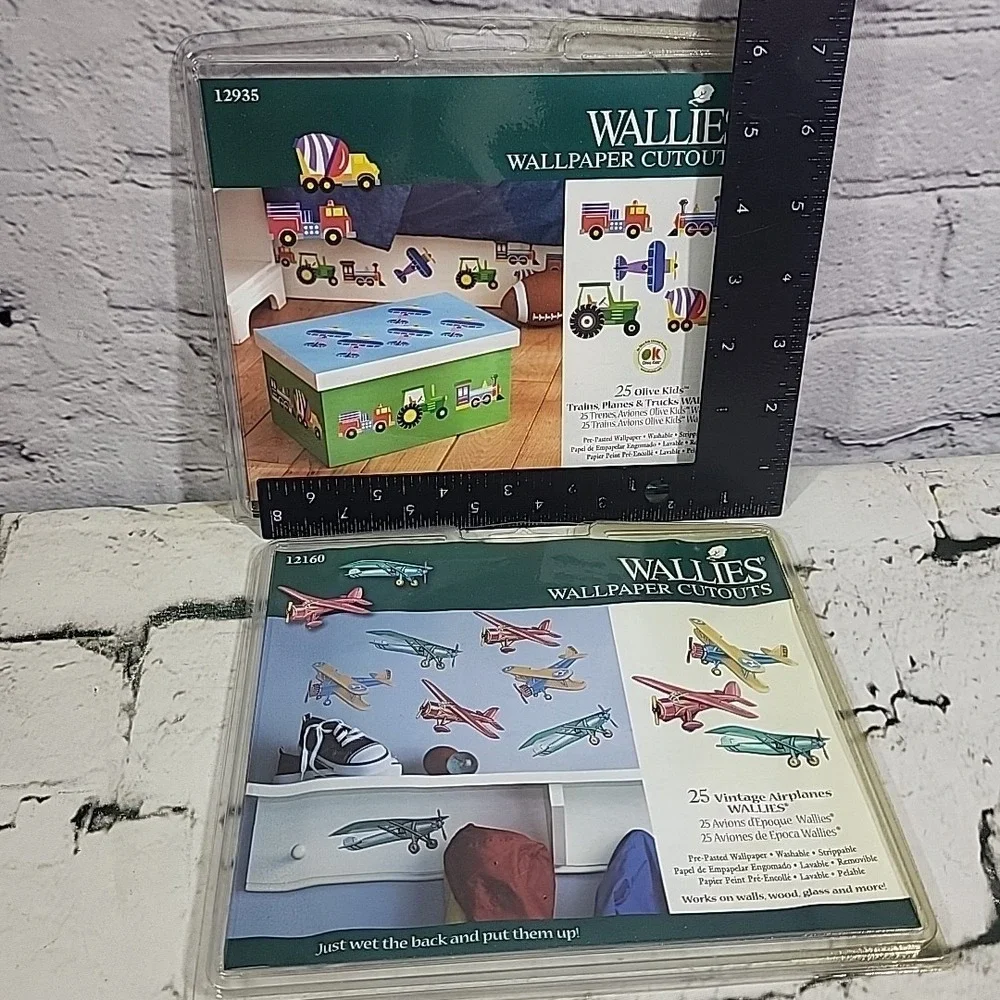 Wallies Wallpaper Cutouts Lot Of 2 Packs Train Trucks‎ Airplanes Wall Decals